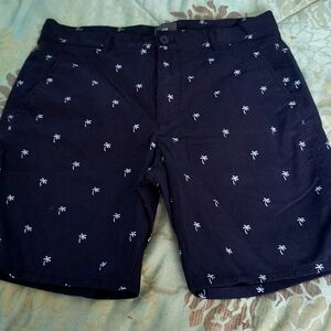 100% Cotton Navy Palm Tree Shorts